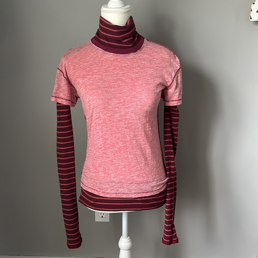 We the Free long sleeve striped sleeve turtleneck top